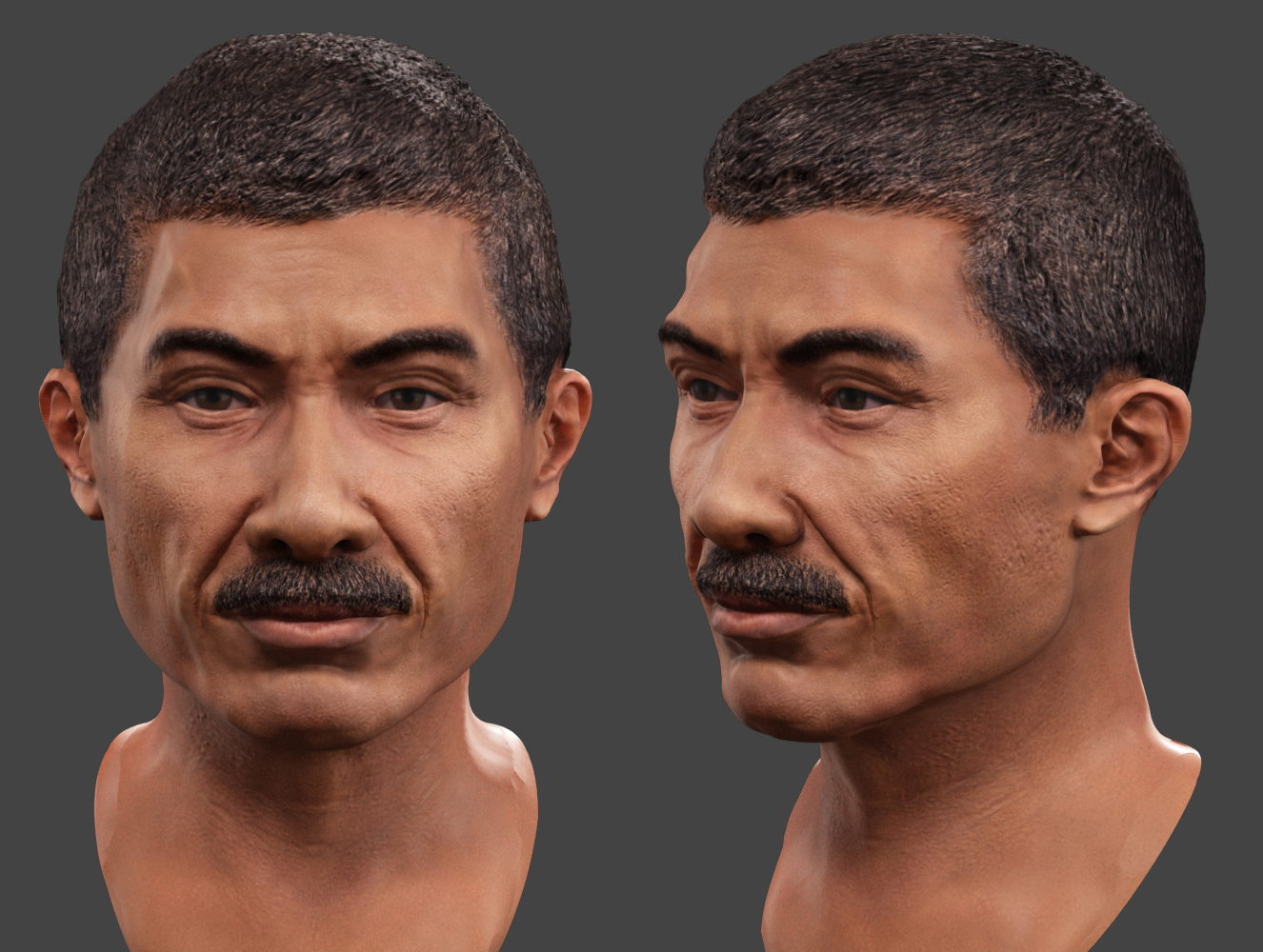 Male Southeast Asian 3D character head