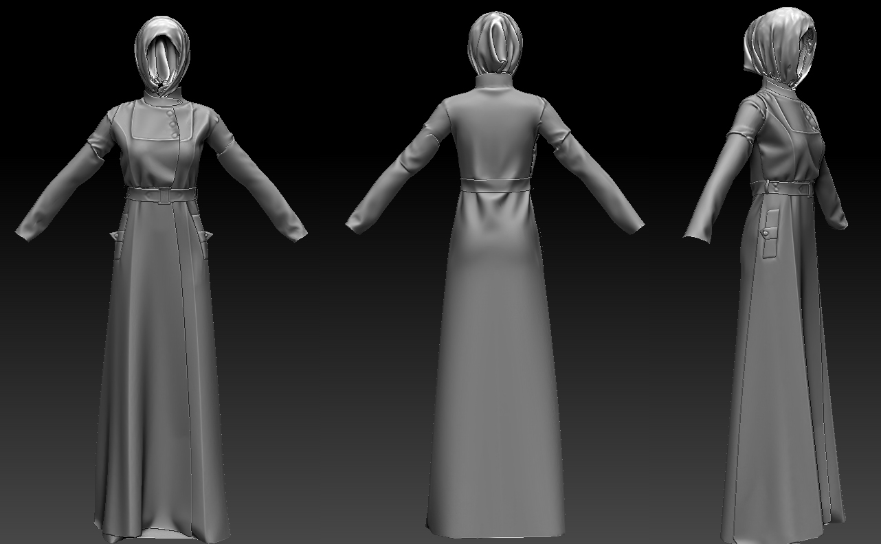 3D Muslim Turkish long coat outfit