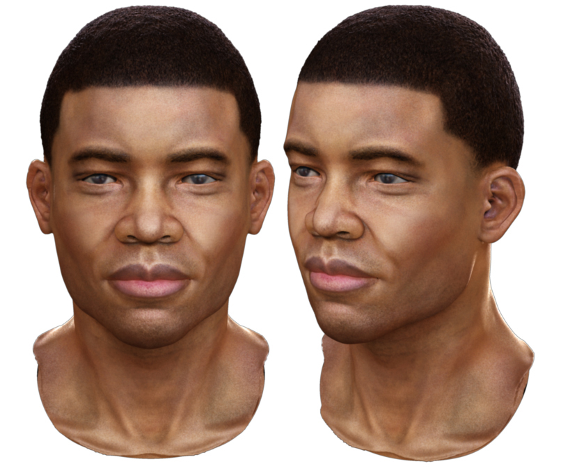 Male African-American 3D character head
