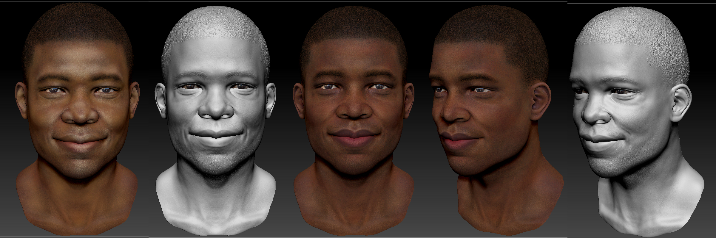 African American male head (smiling)