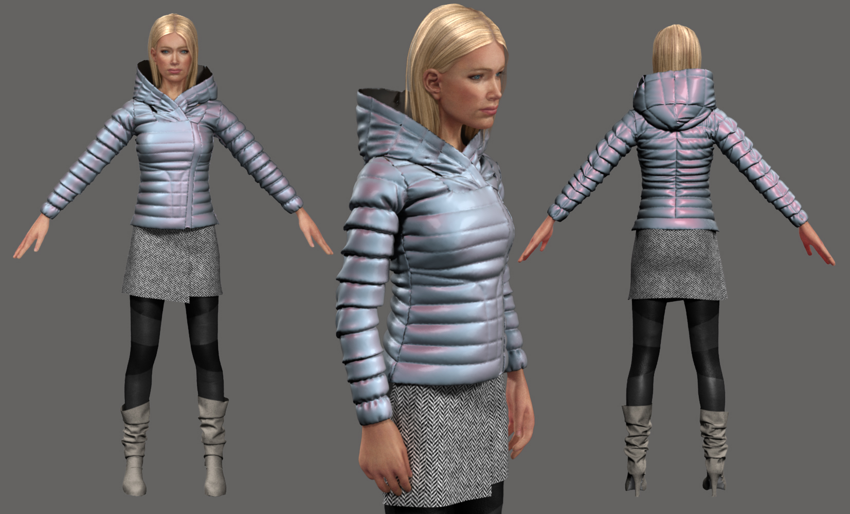 Portrait puffer + wrap skirt outfit