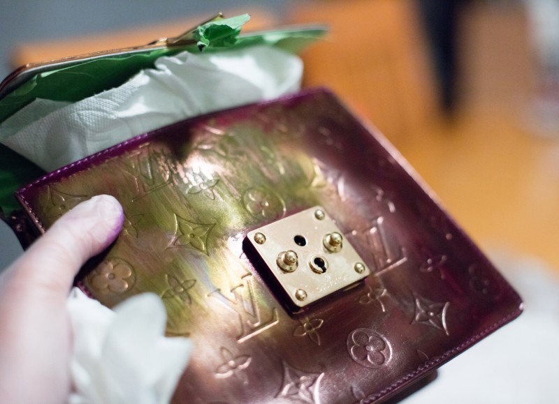 handbag refurbishment, custom dyeing (LV Spring Street)