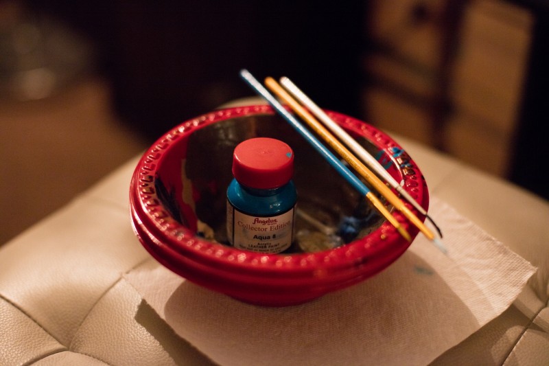 handbag refurbishment, custom painting (Balenciaga Weekender)