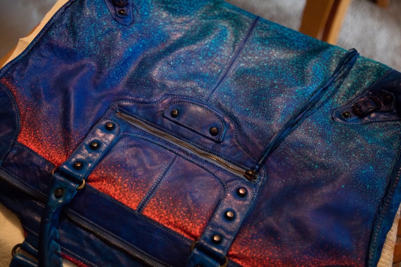 handbag refurbishment, custom painting (Balenciaga Weekender)