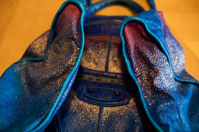 handbag refurbishment, custom painting (Balenciaga Weekender)