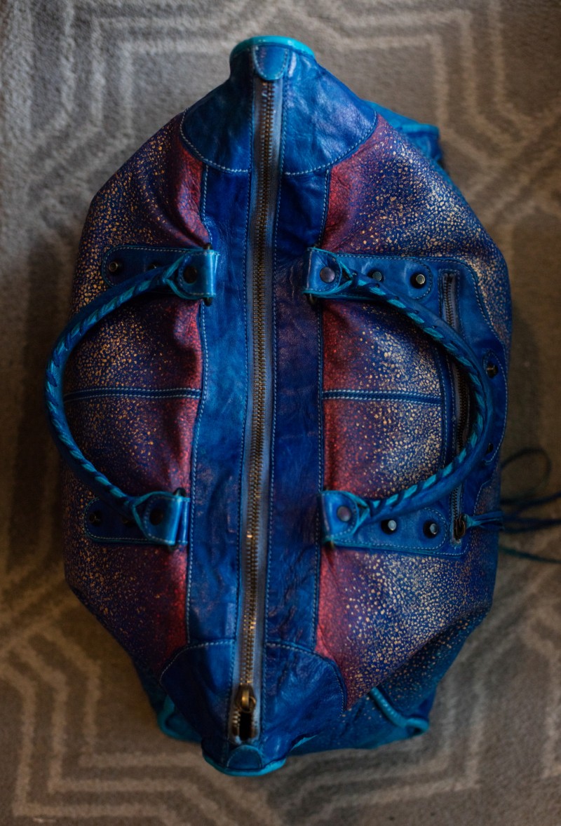 handbag refurbishment, custom painting (Balenciaga Weekender)