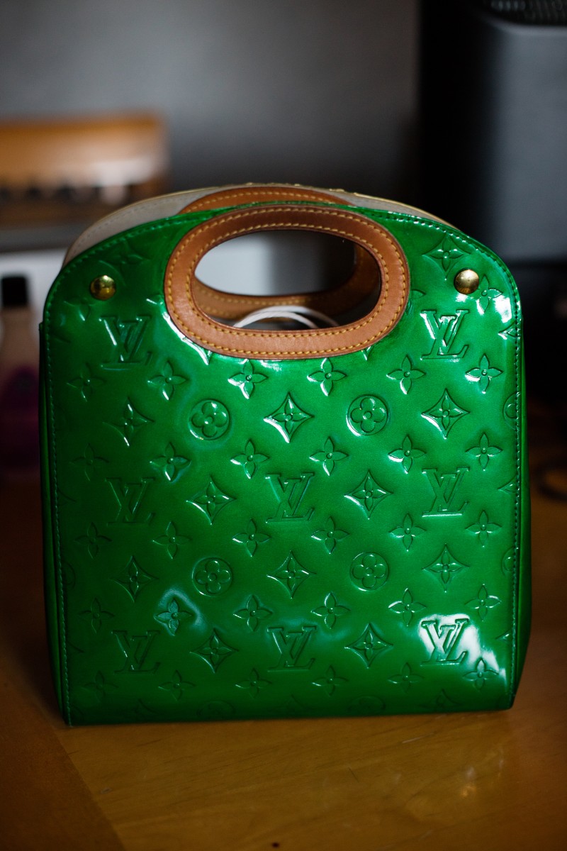 handbag refurbishment, custom painting (LV Maple Drive)