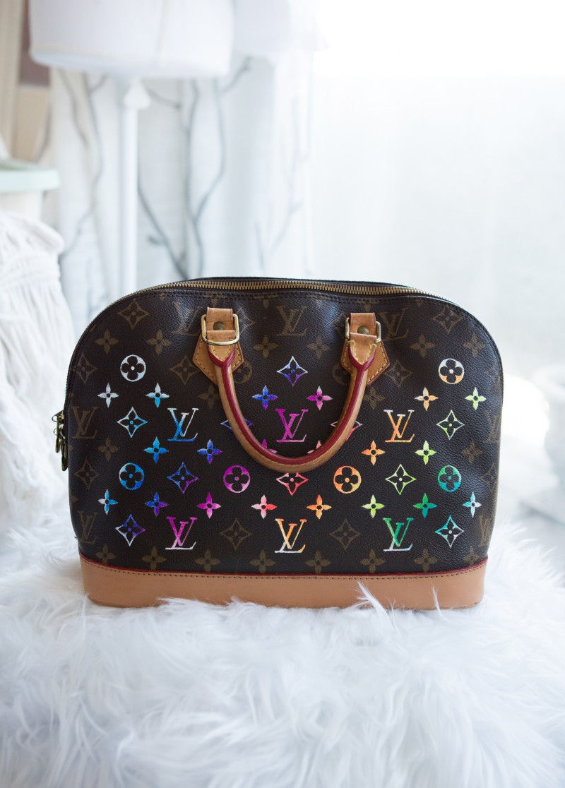 handbag refurbishment, custom painting (LV Alma)
