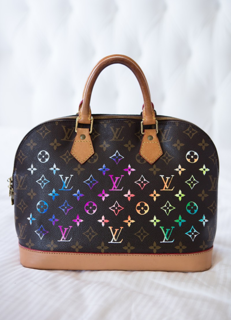 handbag refurbishment, custom painting (LV Alma)